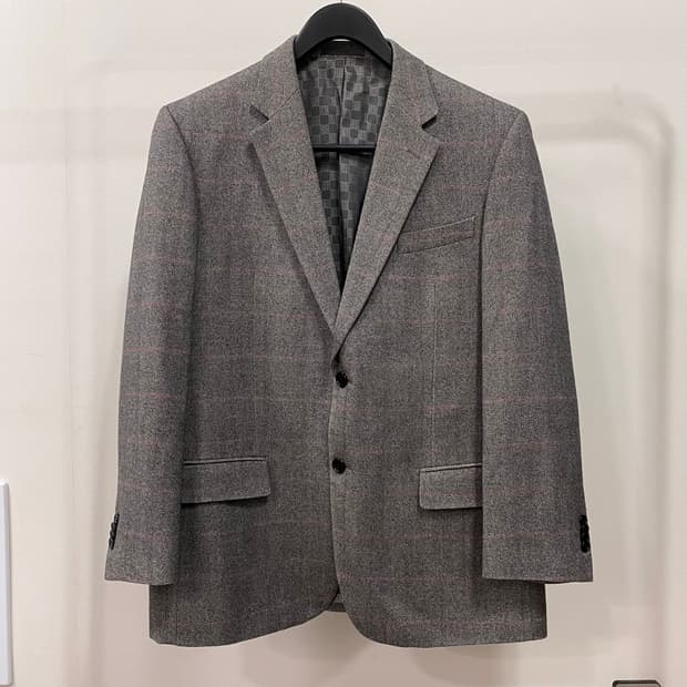 지방시 울 캐시미어 실크 체크 싱글 블레이저