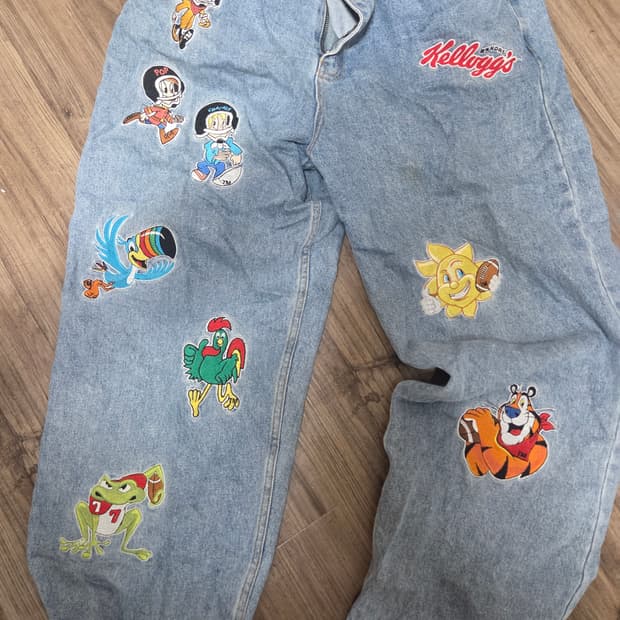 위캔더스 켈로그 바지 연청 L