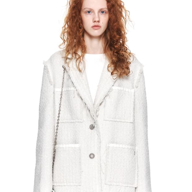 Matin Kim Tweed Pocket Blazer Ivory