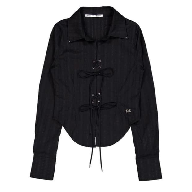 셋업이엑스이 레이스업 셔츠 블랙