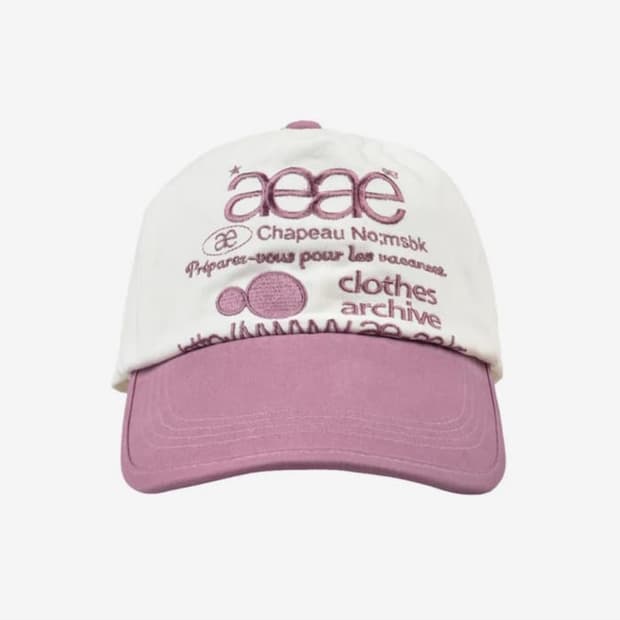 AEAE 에이이에이이 투톤 볼캡 모자 화이트/ 핑크