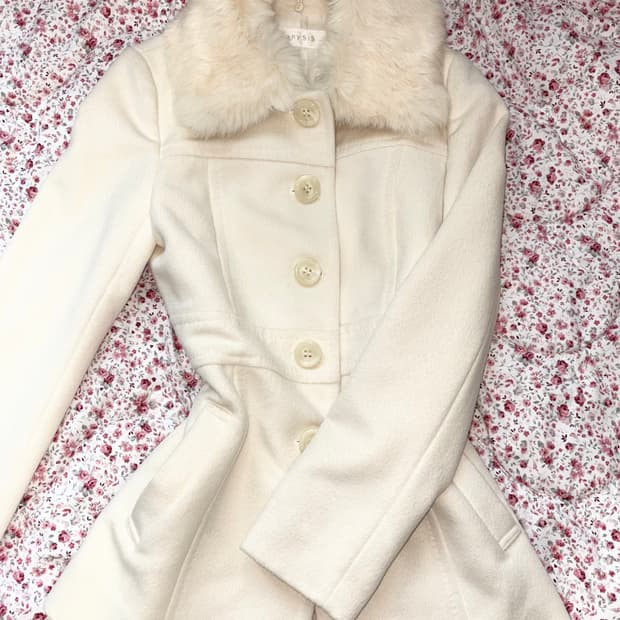 크림 퍼 코트 빈티지 갸루 오네갸루 로걀