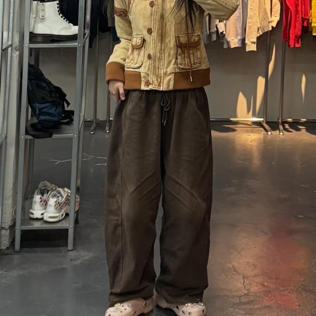 빈티지 y2k 버튼 퍼 후드자켓 (털 탈부착 가능) A3042