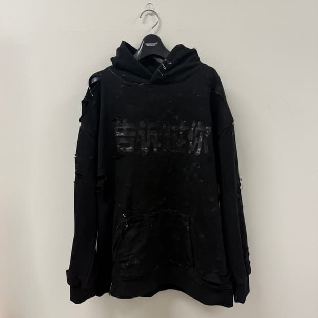 이지 중국 머천 디스트로이드 왁스코팅 후드티