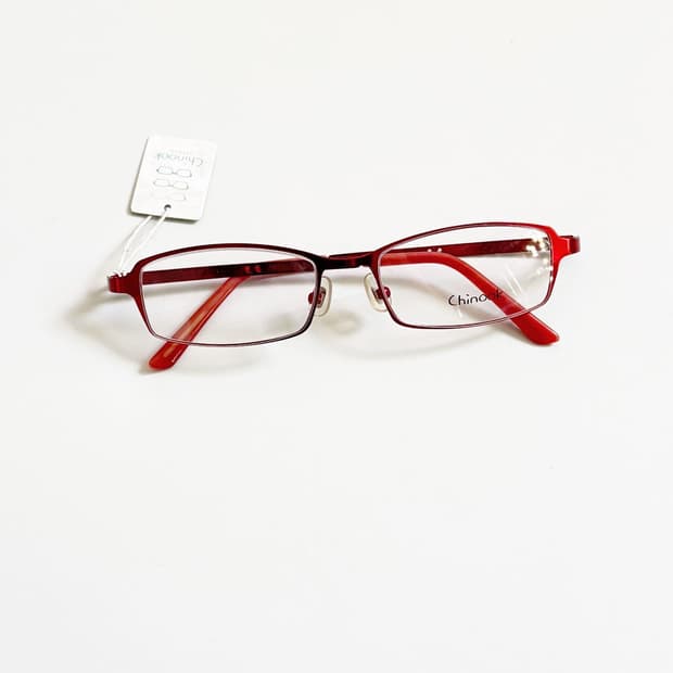 CHINOOK 레드 메탈 슬림 스퀘어 빈티지 안경
