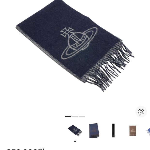 비비안 웨스트우드 투 사이드 싱글 오브 머플러 네이비 블루