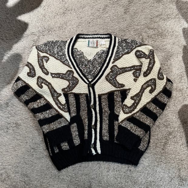 NOVO 빈티지 패턴 모헤어 가디건 니트 M