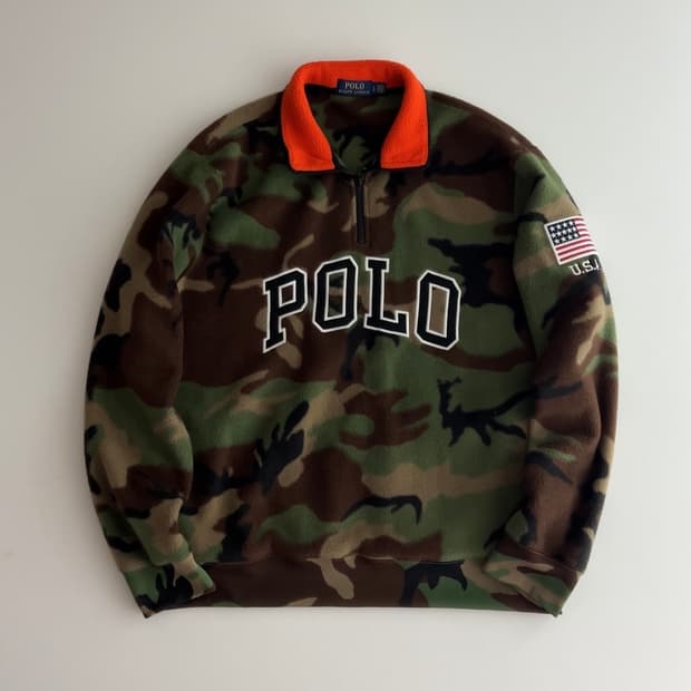 폴로 랄프로렌 카모 플리스 반집업 L