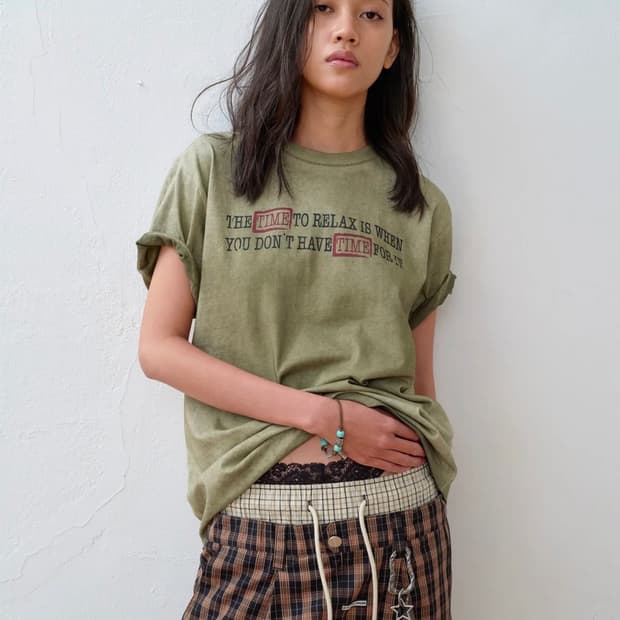 (새상품) 더바이닐하우스 FADED TIME TEE OLIVE 반팔티