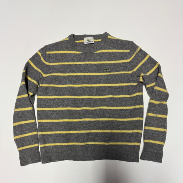 여성 라코스테 스트라이프 부클 크롭 니트 S