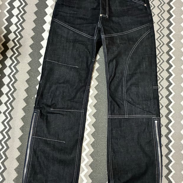 앤더슨벨 지퍼 와이드 레그 리지드 진 28