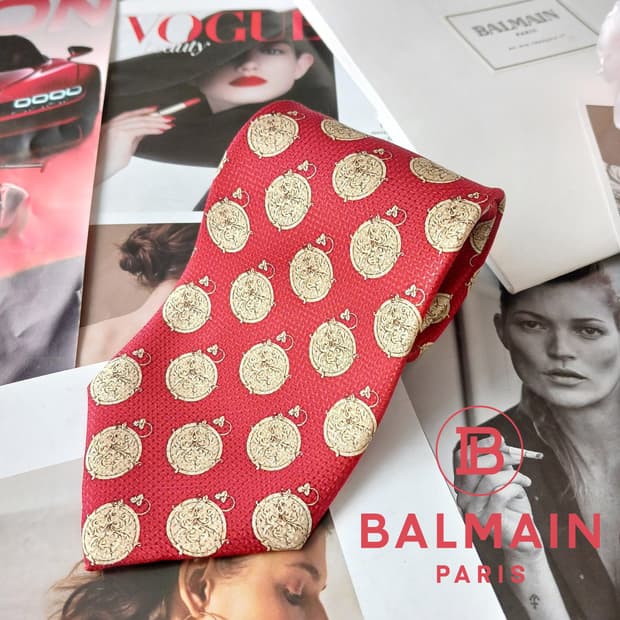 피에르 발망 실크 메달리온 패턴 넥타이 9.7cm A+등급 A18913
