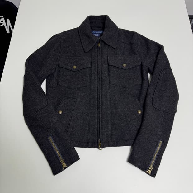 (W)폴로 랄프로렌 그레이 크롭 울 라이더 자켓