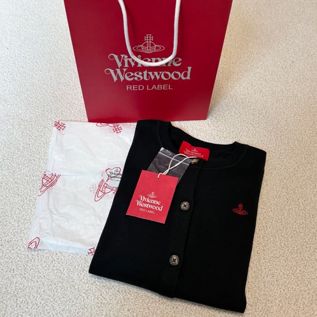 새상품 비비안웨스트우드 레드라벨 코튼 블랙 가디건