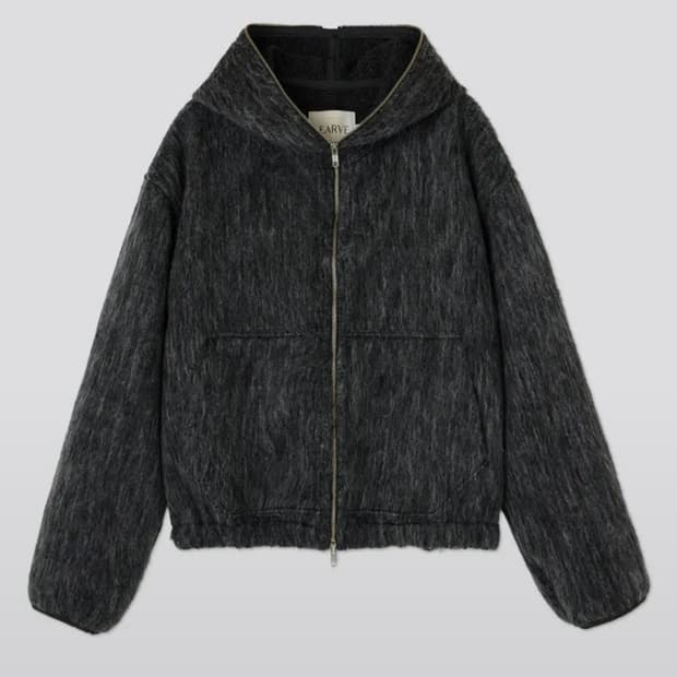 (L) 르아브 헤일리 크롭 울 후드집업 차콜