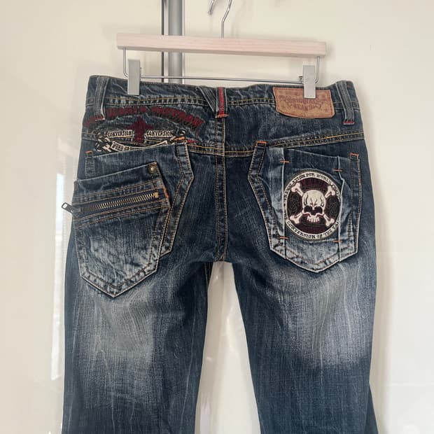 빈티지 펑크 로우 웨이스트 데님 팬츠