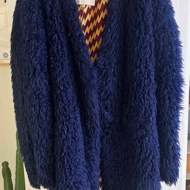 KENZO 겐조 퍼 코트 네이비 38