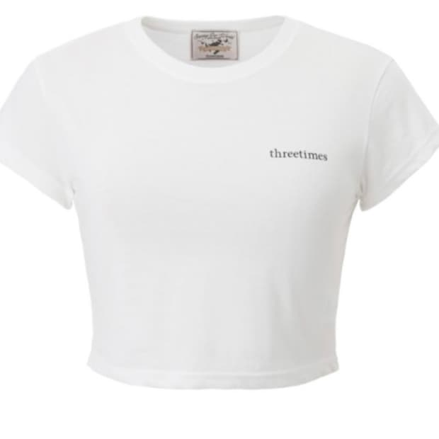 쓰리타임즈 에코 로고 크롭 반팔 s