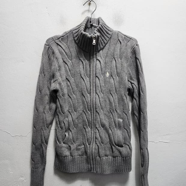 폴로 랄프로렌 케이블 니트 집업 