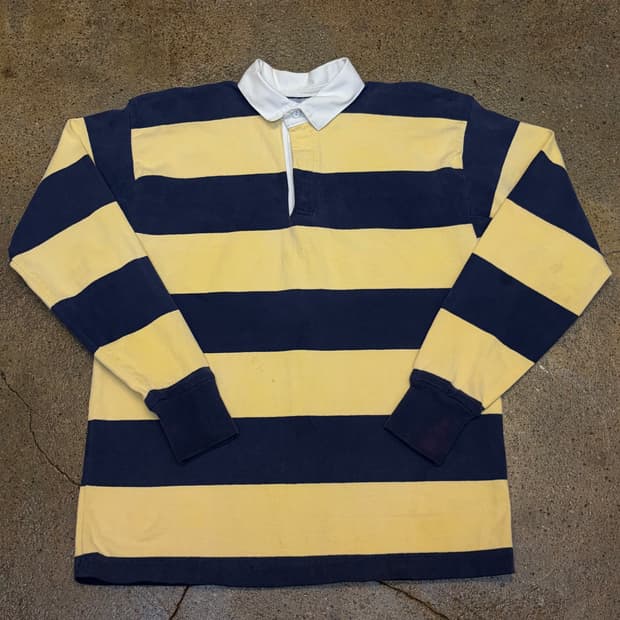 90s Made in USA 빈티지 랜드스앤드 헤비코튼 스트라이프 럭비티
