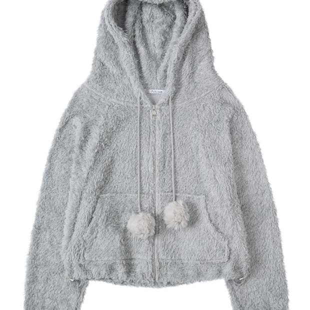 파히섬 Towel Fur Zip-Up Hoodie_Grey