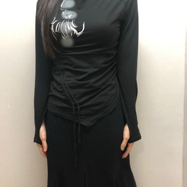 빈티지 블랙 오리엔탈 셔링 탑