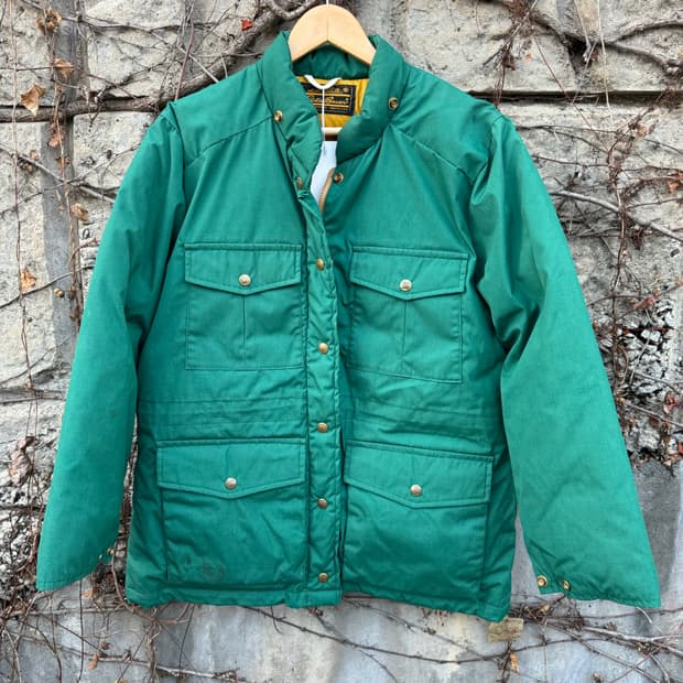 80s 에디바우어 4포켓 구스다운 패딩 자켓 그린