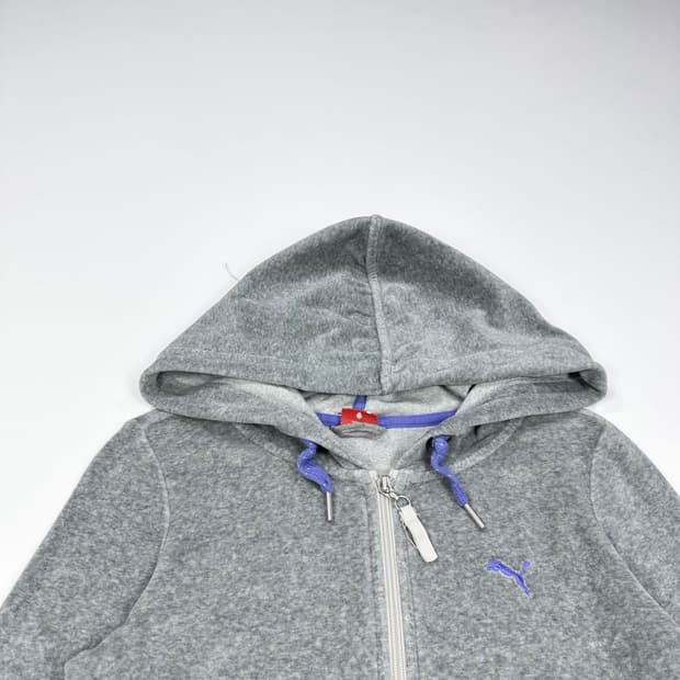 푸마 시그니처 로고 벨벳 그레이 후드집업 (S 여성추천)