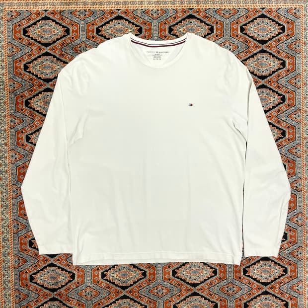 타미힐피거 화이트 무지 티셔츠 남성XL