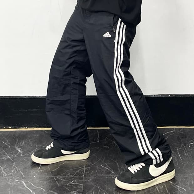 아디다스 블랙 삼선 오버와이드 트랙팬츠