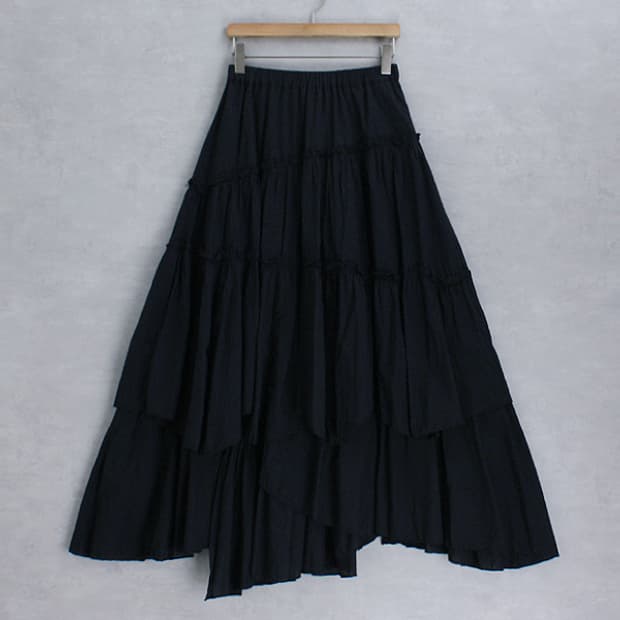 clear _ tiered slit cotton skirt