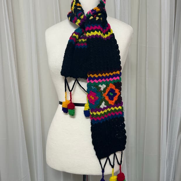 하구미깔 빈티지 히피 뜨개 머플러 모리걸 너드 티티카카깔