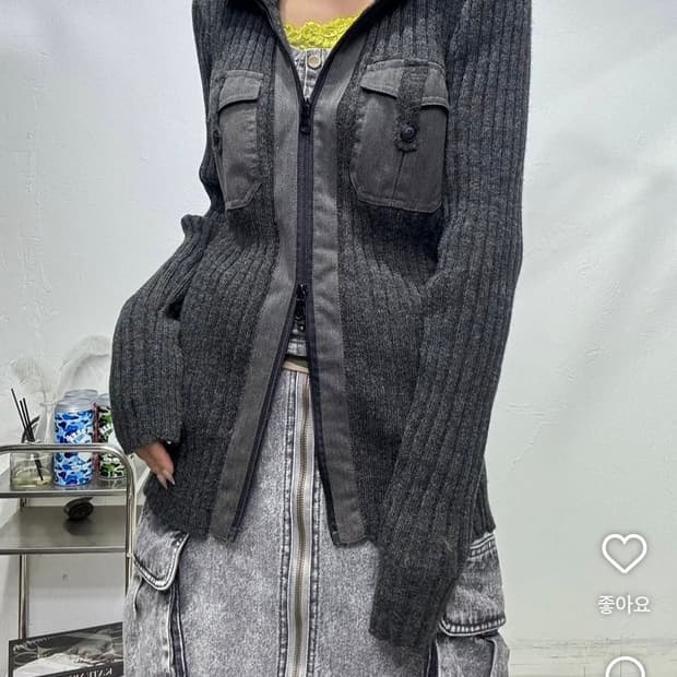 니트 포켓 투웨이 집업