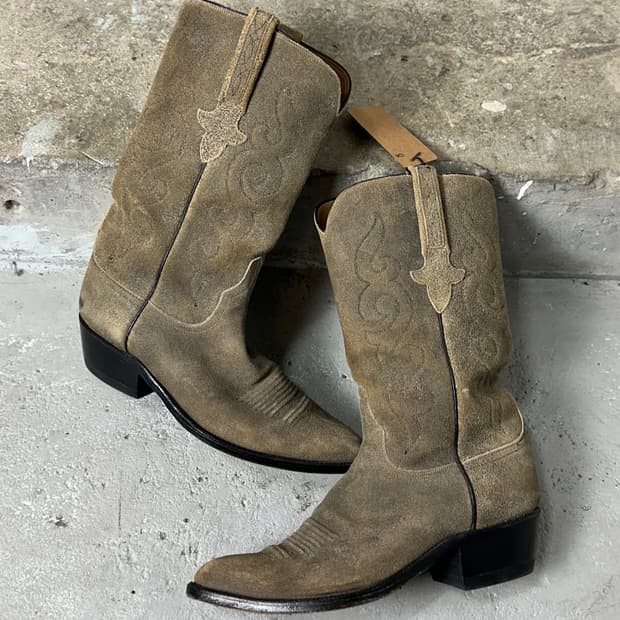 80's Lucchese 러프아웃 스웨이드 웨스턴 카우보이 부츠