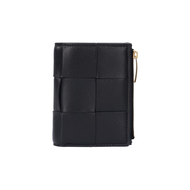 보테가 베네타 742698 스몰 카세트 폴더 지퍼 지갑 레더 블랙 