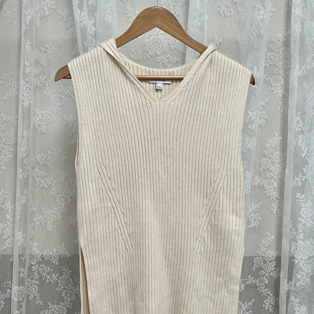 XS) COS 코스 25ss 립 니트 후디 탱크탑 셔츠