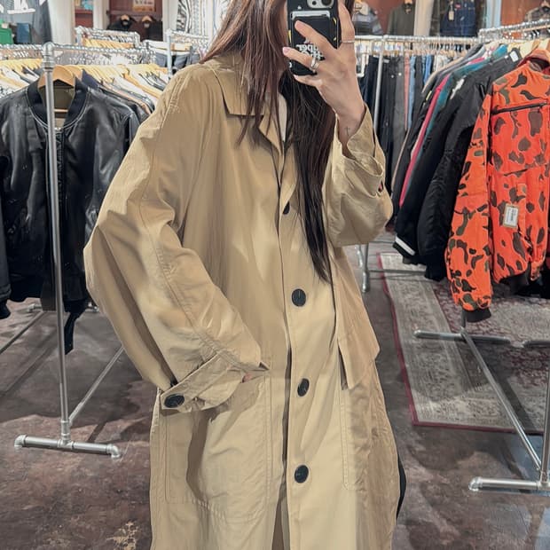 스튜디오톰보이 클래식 바스락 나일론 바람막이 롱 트랜치코트 자켓 F