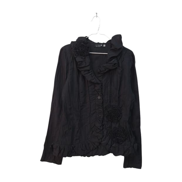 꼼데가르송 st 러플 플라워 디테일 셔링 블라우스