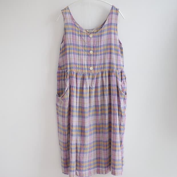 Pastel plaid lace-collar layered dress