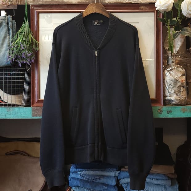 더블알엘 스웻셔츠 집업 자켓 져지 자켓 헤비코튼 바시티 자켓 L