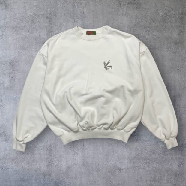 겐조 골프 Kenzo 크림 빈티지 빅로고 자수 맨투맨 3