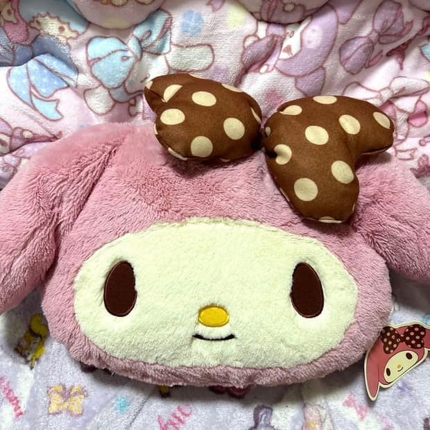 라떼갸루 고전 마이멜로디 방꾸 핀터깔 도트 리본 딸초 쿠션 큐롯 리즈리사