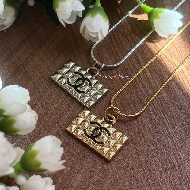 샤넬 cc스퀘어 퀼팅 목걸이