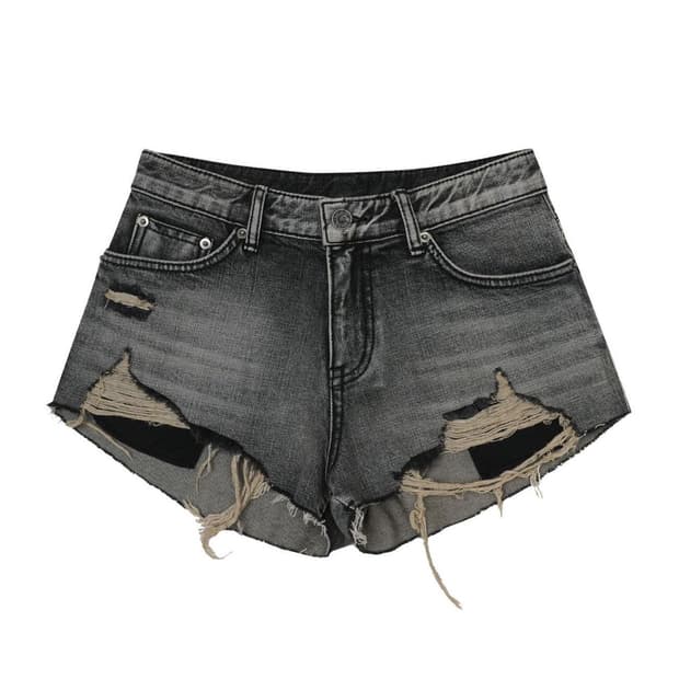 보헤미안서울 디스트로이드 데님 쇼츠 DESTROYED GRAY DENIM