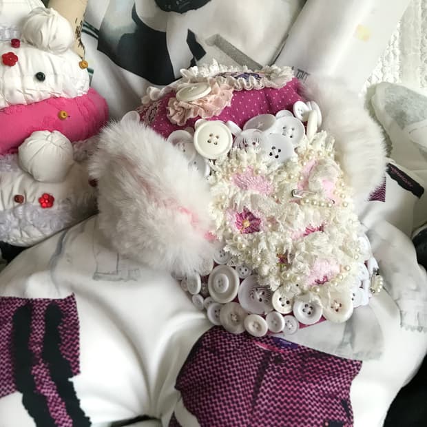 Kitsch drawing button fur Cat-Ear cap