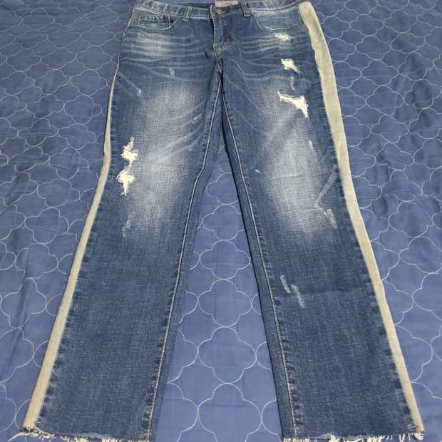 (빈티지) JMC 진 사이드배색 데미지 워싱 스판 데님팬츠 (31~32)