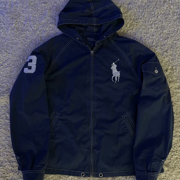 폴로 빅포니 후드집업 청 블루종