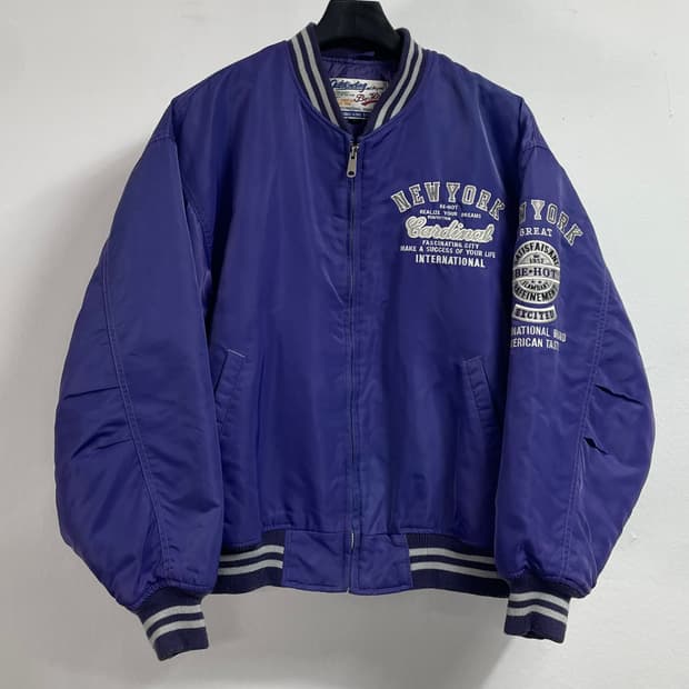 90s be hot 뉴욕 사틴 봄버 자켓 (on.507)