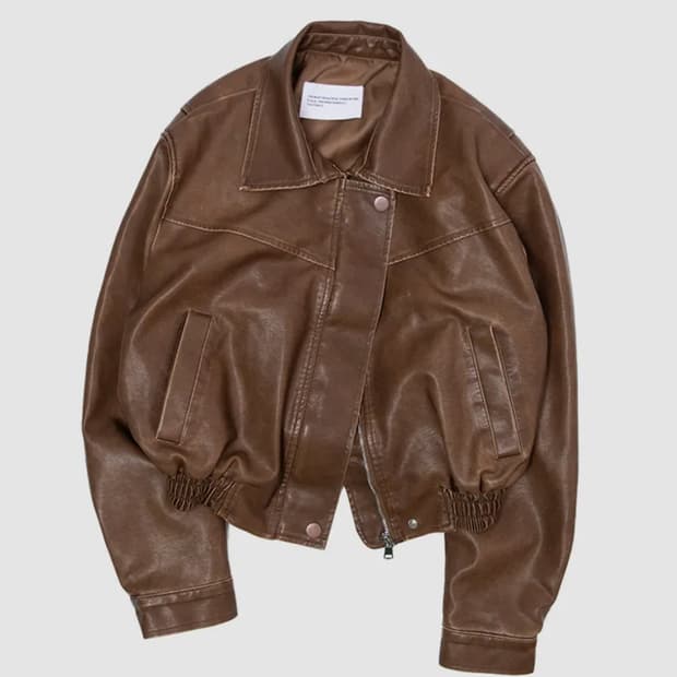 플레이스스튜디오 레더 워시드 빈티지 워싱 자켓 브라운 라이더자켓