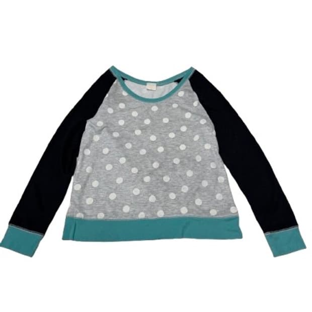 mint&black dot long sleeve T-shirt
